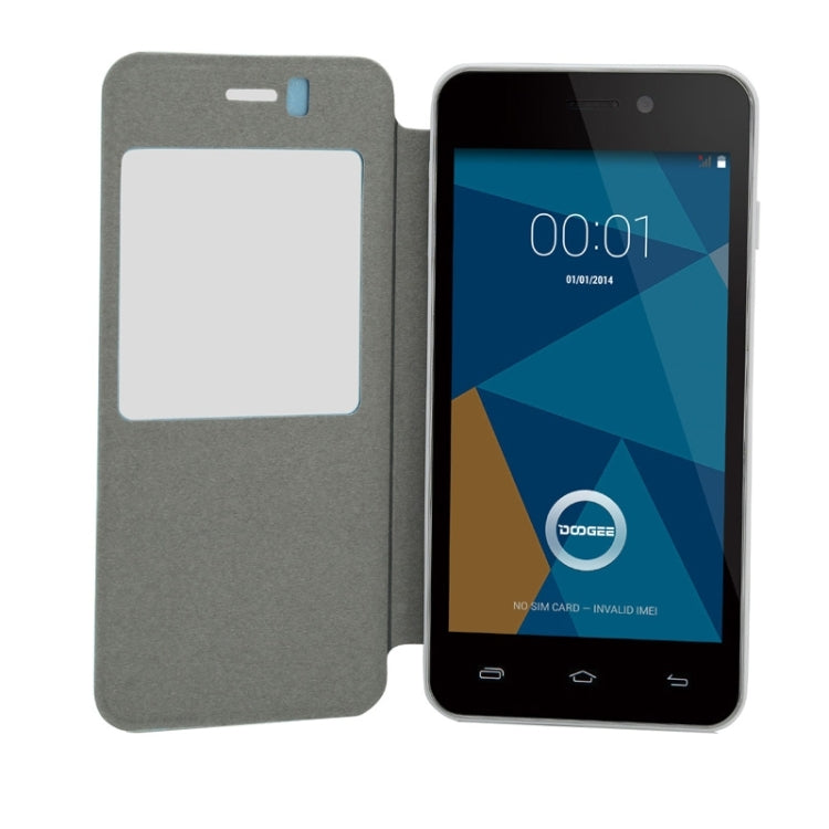 Leather Case with Caller ID Display for DOOGEE Valencia DG800(Blue)