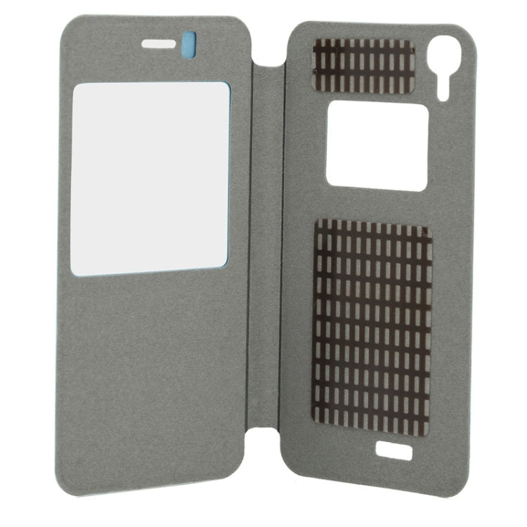 Leather Case with Caller ID Display for DOOGEE Valencia DG800(Blue)