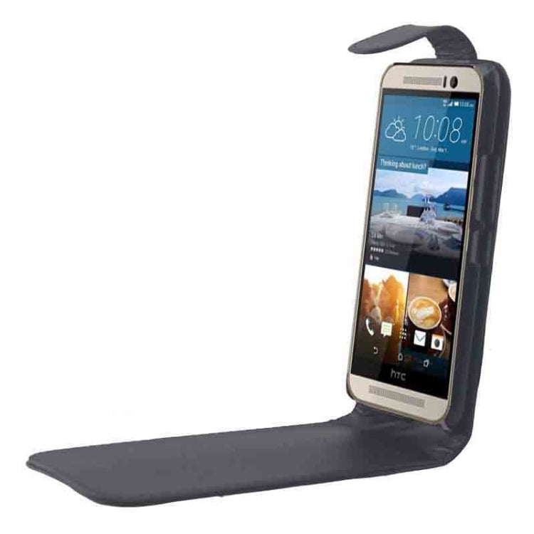 Vertical Flip Magnetic Button Leather Case for HTC One M9