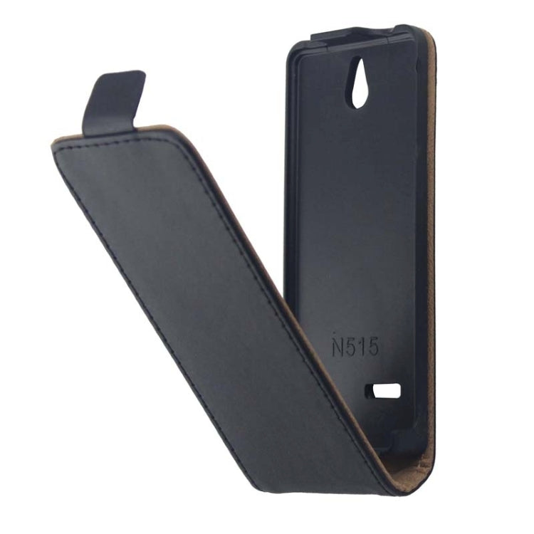 Vertical Flip Magnetic Button Leather Case for Nokia 515 / 515 Dual