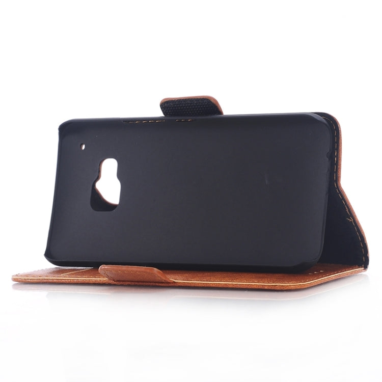 Oil Skin Texture Leather Case with Holder & Card Slots & Wallet for HTC One M9