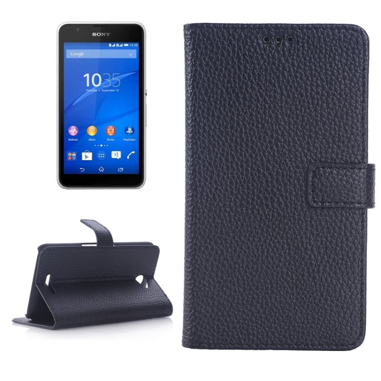Litchi Texture Leather Case with Holder & Card Slots & Wallet for Sony Xperia E4