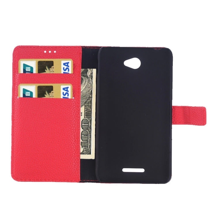 Litchi Texture Leather Case with Holder & Card Slots & Wallet for Sony Xperia E4