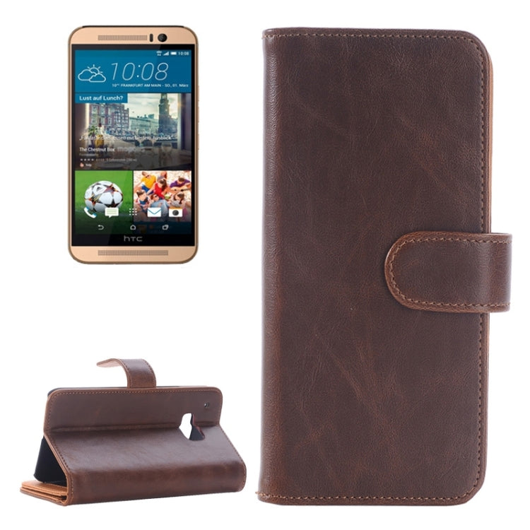 Horizontal Flip Magnetic Buckle Leather Case with Holder & Card Slots & Wallet for HTC One M9