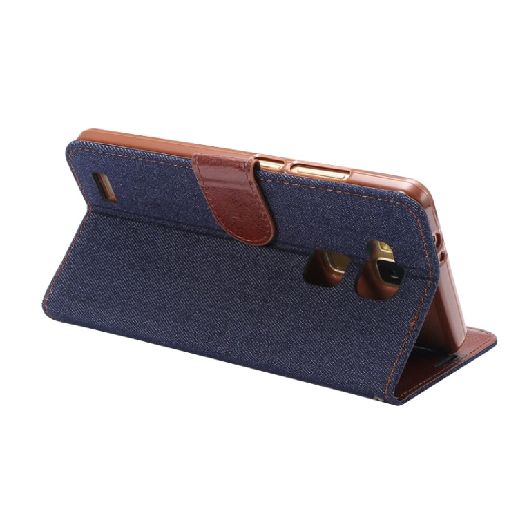 Denim Cloth Magnetic Snap Flip Leather Case with Holder and Card Slots for Huawei Ascend Mate 7 / MT7(Black)