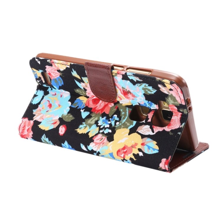 Floral Cloth Magnetic Snap Flip Leather Case with Holder and Card Slots for Huawei Ascend Mate 7 / MT7