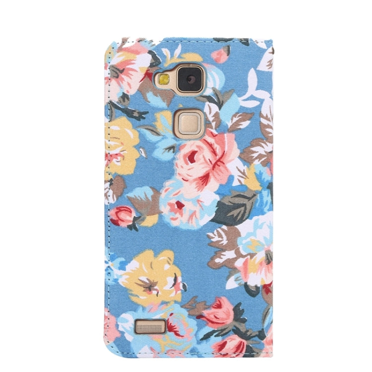 Floral Cloth Magnetic Snap Flip Leather Case with Holder and Card Slots for Huawei Ascend Mate 7 / MT7