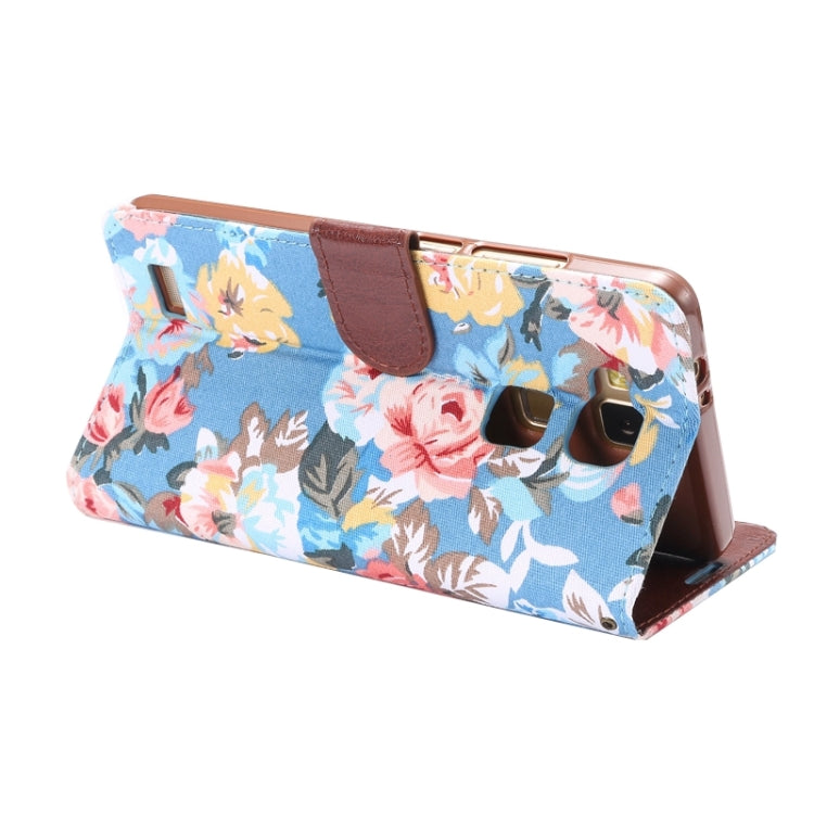 Floral Cloth Magnetic Snap Flip Leather Case with Holder and Card Slots for Huawei Ascend Mate 7 / MT7