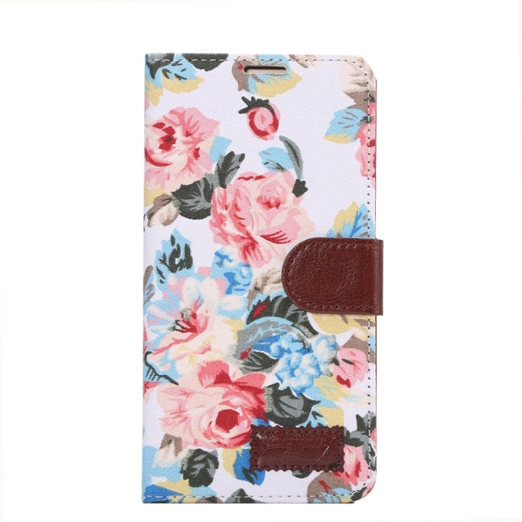 Floral Cloth Magnetic Snap Flip Leather Case with Holder and Card Slots for Huawei Ascend Mate 7 / MT7