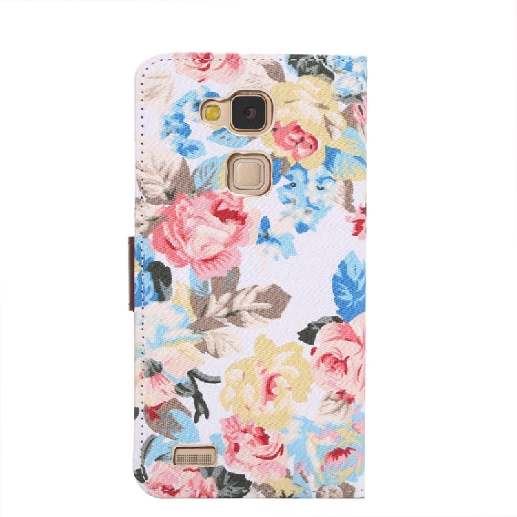 Floral Cloth Magnetic Snap Flip Leather Case with Holder and Card Slots for Huawei Ascend Mate 7 / MT7