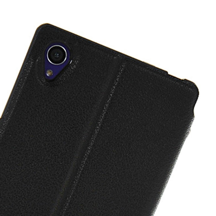 Magnetic Snap Flip Leather Case with Holder & Windows for Sony Xperia Z1 / L39H