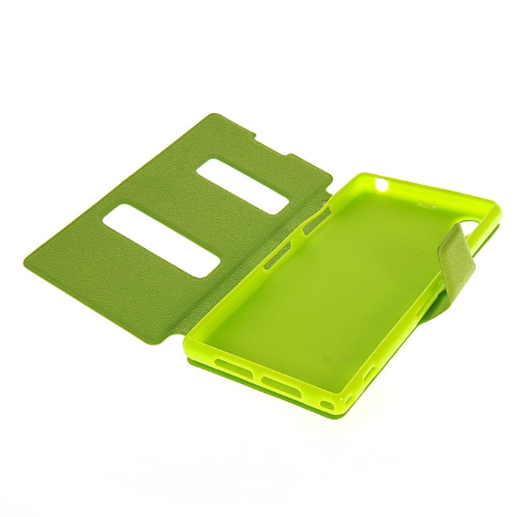 Magnetic Snap Flip Leather Case with Holder & Windows for Sony Xperia Z1 / L39H