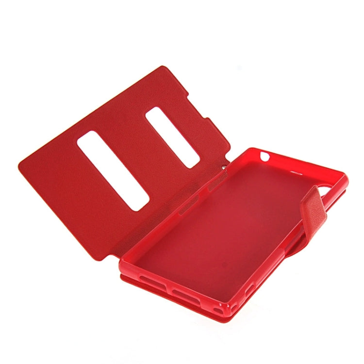 Magnetic Snap Flip Leather Case with Holder & Windows for Sony Xperia Z1 / L39H