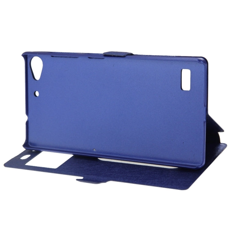 Silk Texture Horizontal Flip Leather Case with Call Display ID & Holder for Lenovo Vibe X2