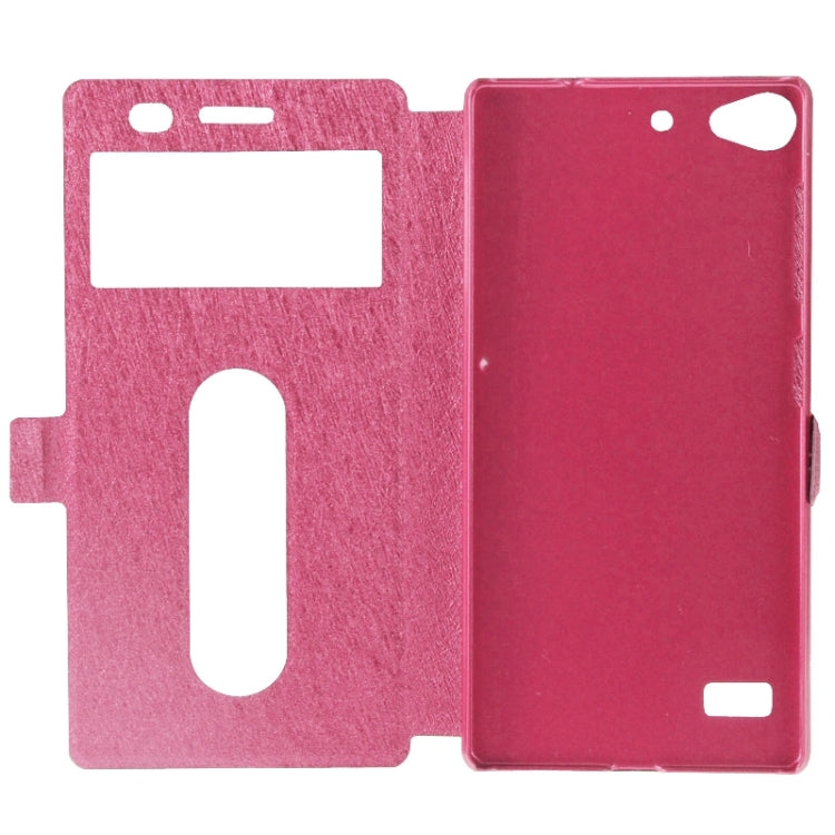 Silk Texture Horizontal Flip Leather Case with Call Display ID & Holder for Lenovo Vibe X2