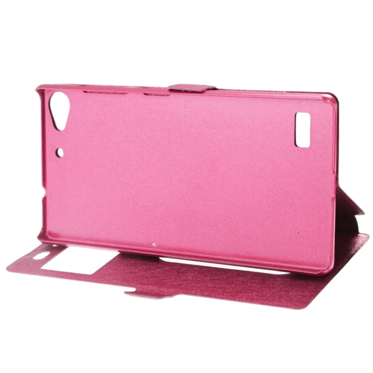 Silk Texture Horizontal Flip Leather Case with Call Display ID & Holder for Lenovo Vibe X2