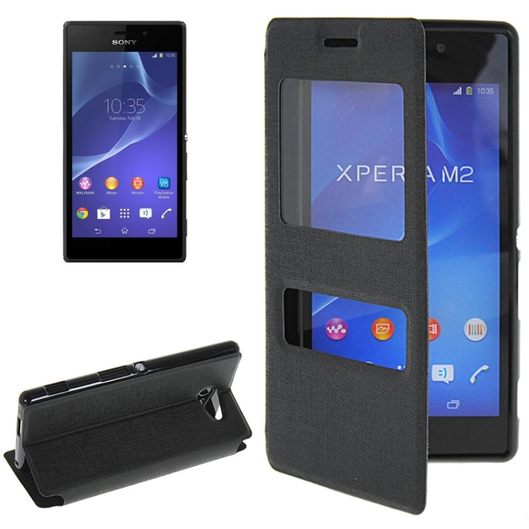 Oracle Texture Flip Leather Case with Holder & Caller ID Window for Sony Xperia M2