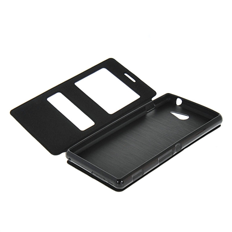 Oracle Texture Flip Leather Case with Holder & Caller ID Window for Sony Xperia M2