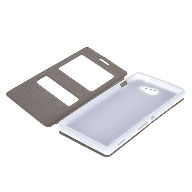 Oracle Texture Flip Leather Case with Holder & Caller ID Window for Sony Xperia M2