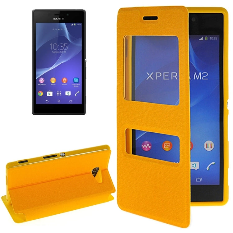 Oracle Texture Flip Leather Case with Holder & Caller ID Window for Sony Xperia M2