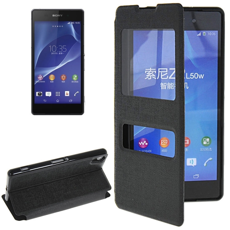 Oracle Texture Flip Leather Case with Holder & Caller ID Window for Sony Xperia Z2