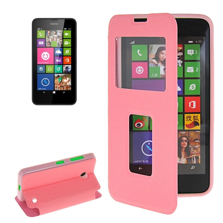 Horizontal Flip Leather Case with Call Display ID & Holder for Microsoft Lumia 630