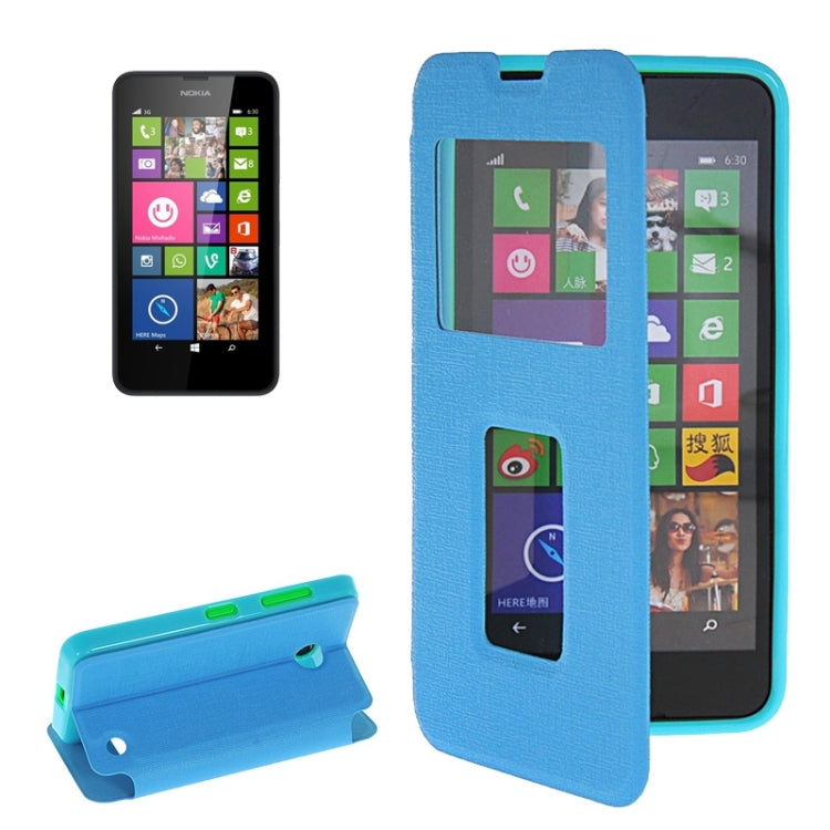 Horizontal Flip Leather Case with Call Display ID & Holder for Microsoft Lumia 630