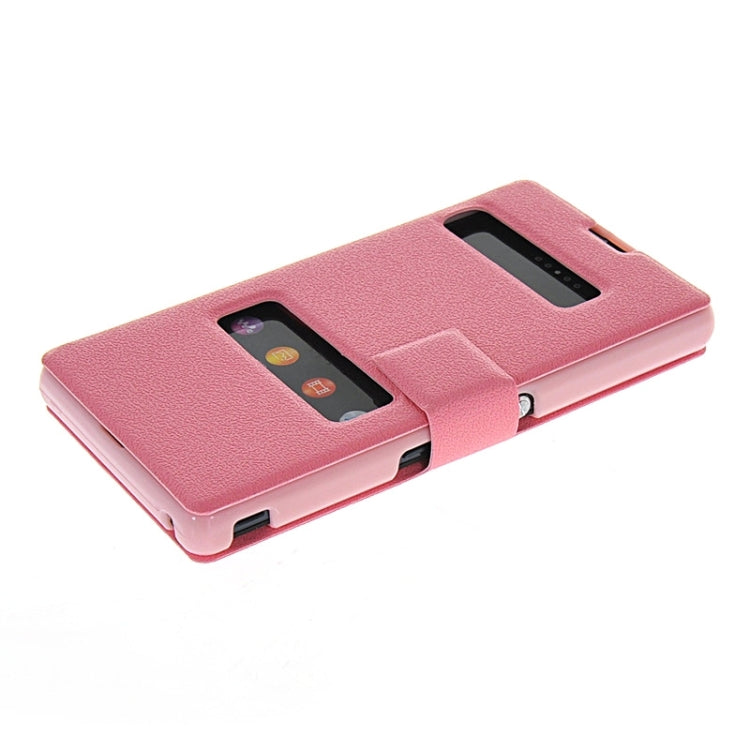 Magnetic Snap Flip Leather Case with Holder & Windows for Sony Xperia Z / L36H