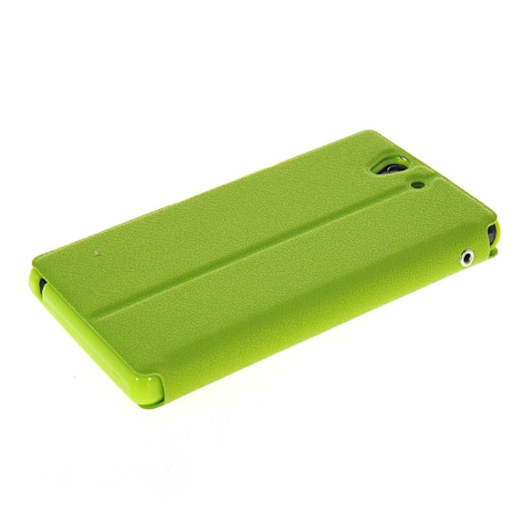 Magnetic Snap Flip Leather Case with Holder & Windows for Sony Xperia Z / L36H