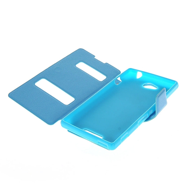 Magnetic Snap Flip Leather Case with Holder & Windows for Sony Xperia C / S39H