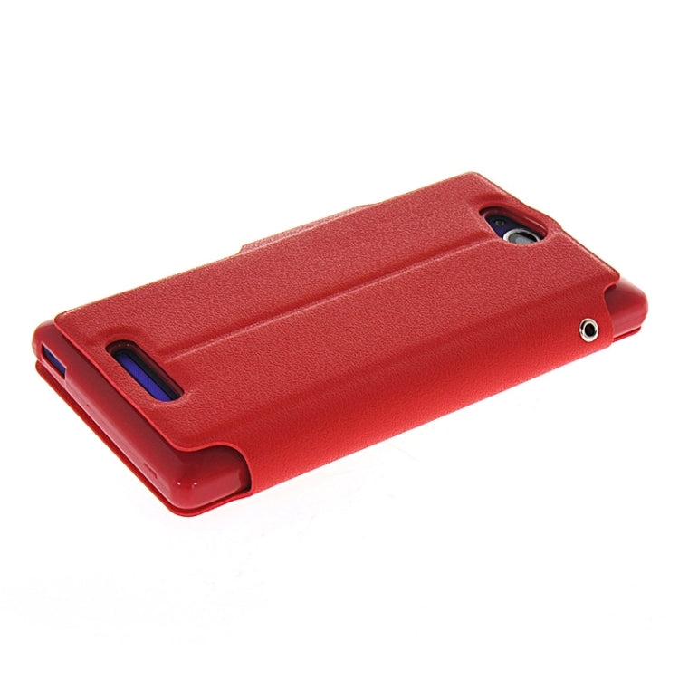 Magnetic Snap Flip Leather Case with Holder & Windows for Sony Xperia C / S39H