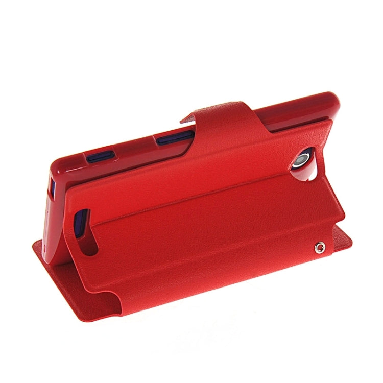 Magnetic Snap Flip Leather Case with Holder & Windows for Sony Xperia C / S39H