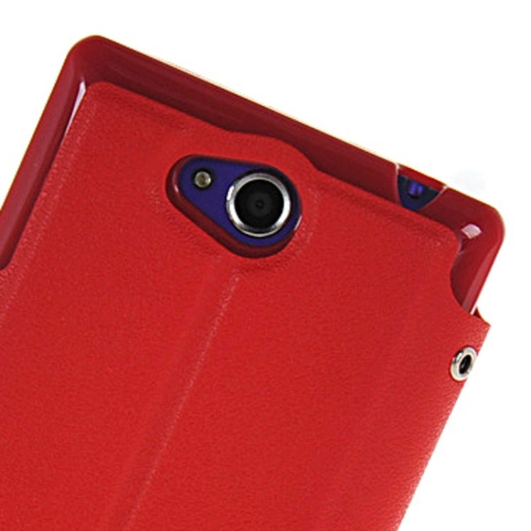 Magnetic Snap Flip Leather Case with Holder & Windows for Sony Xperia C / S39H