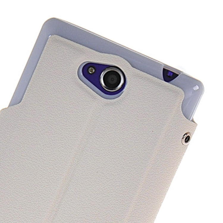 Magnetic Snap Flip Leather Case with Holder & Windows for Sony Xperia C / S39H