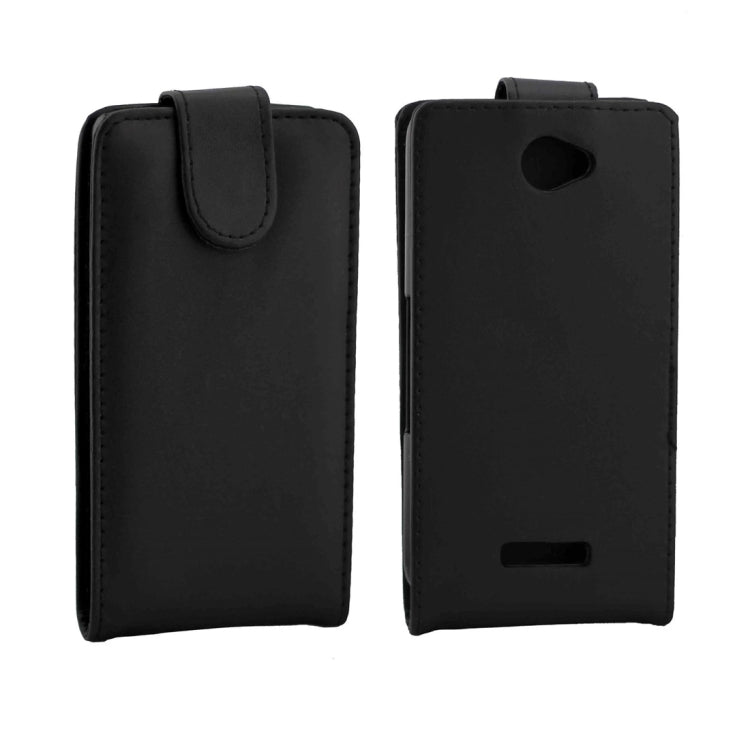 Vertical Flip Magnetic Snap Leather Case for Sony Xperia E4(Black)