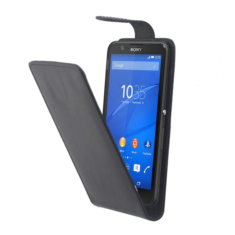 Vertical Flip Magnetic Snap Leather Case for Sony Xperia E4(Black)