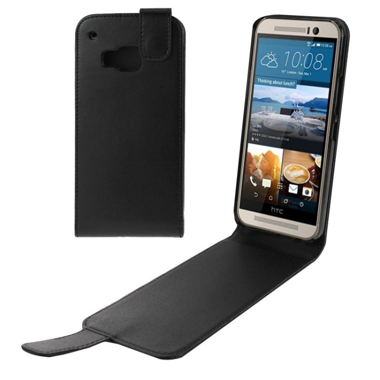Vertical Flip Magnetic Snap Leather Case for HTC One M9(Black)