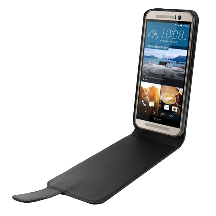 Vertical Flip Magnetic Snap Leather Case for HTC One M9(Black)