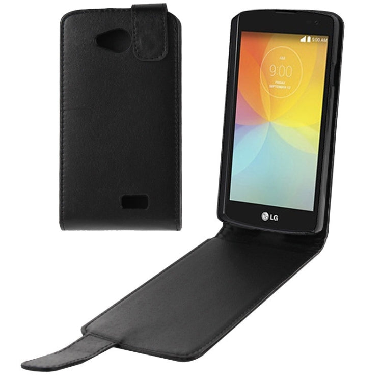 Vertical Flip Magnetic Snap Leather Case for LG Optimus F60(Black)