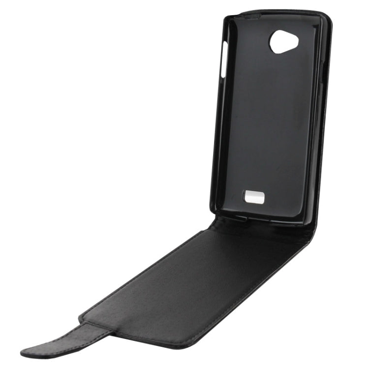 Vertical Flip Magnetic Snap Leather Case for LG Optimus F60(Black)
