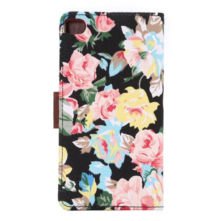 Flower Pattern Leather Case with Holder and Card Slots for Huawei P8