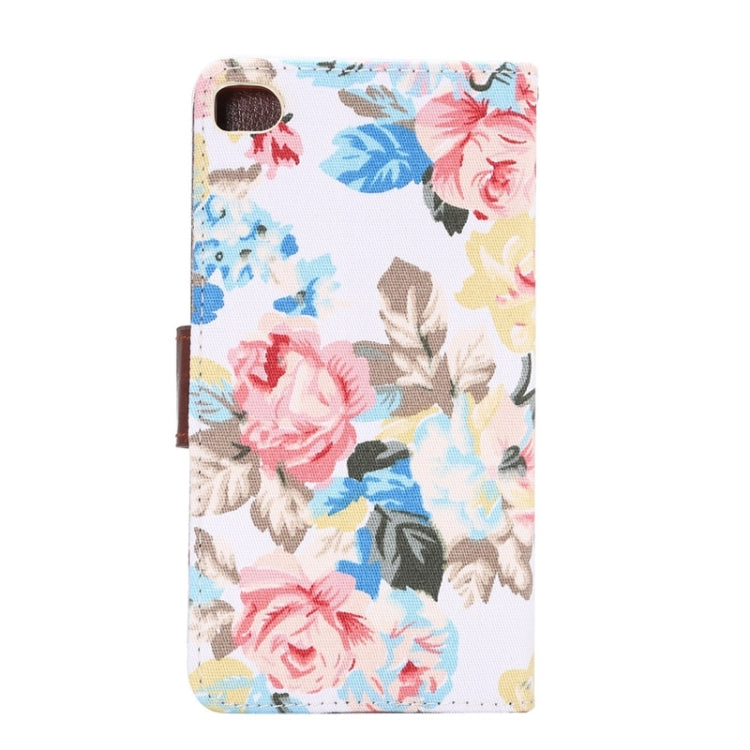 Flower Pattern Leather Case with Holder and Card Slots for Huawei P8