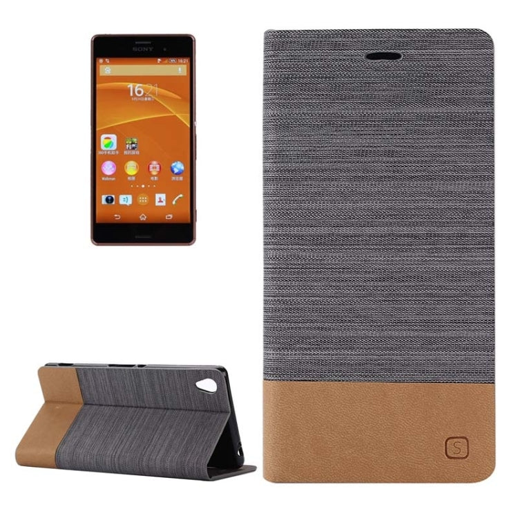 Horizontal Flip Canvas Leather Case with Card Slot & Holder for Sony Xperia Z3
