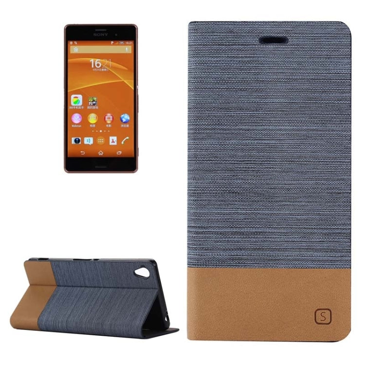 Horizontal Flip Canvas Leather Case with Card Slot & Holder for Sony Xperia Z3