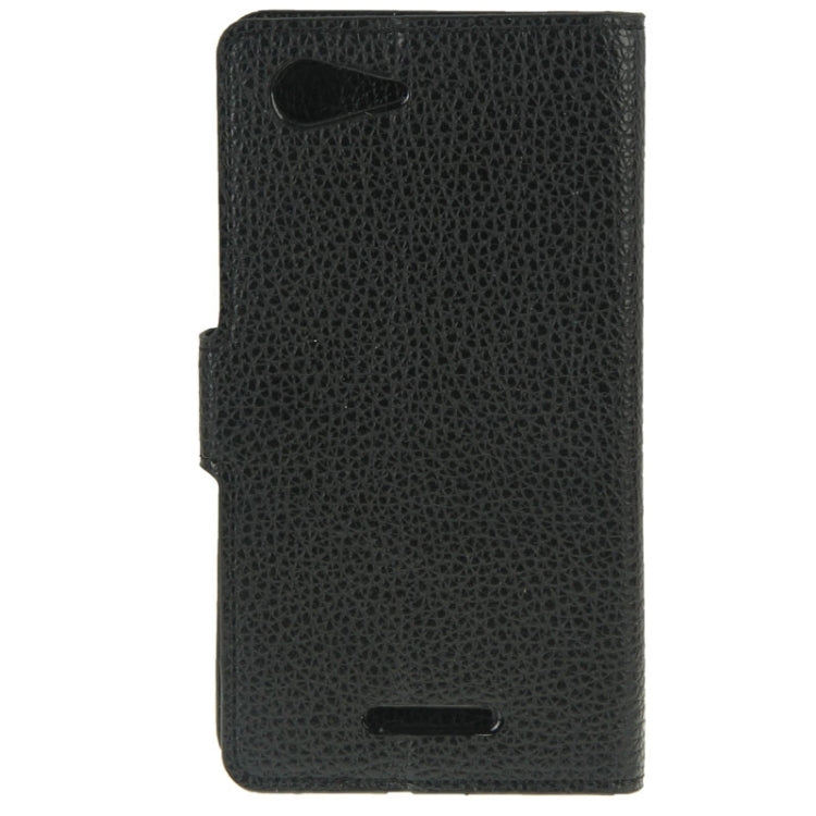 Litchi Texture Leather Case with Holder & Card Slots & Wallet for Sony Xperia E3(Black)