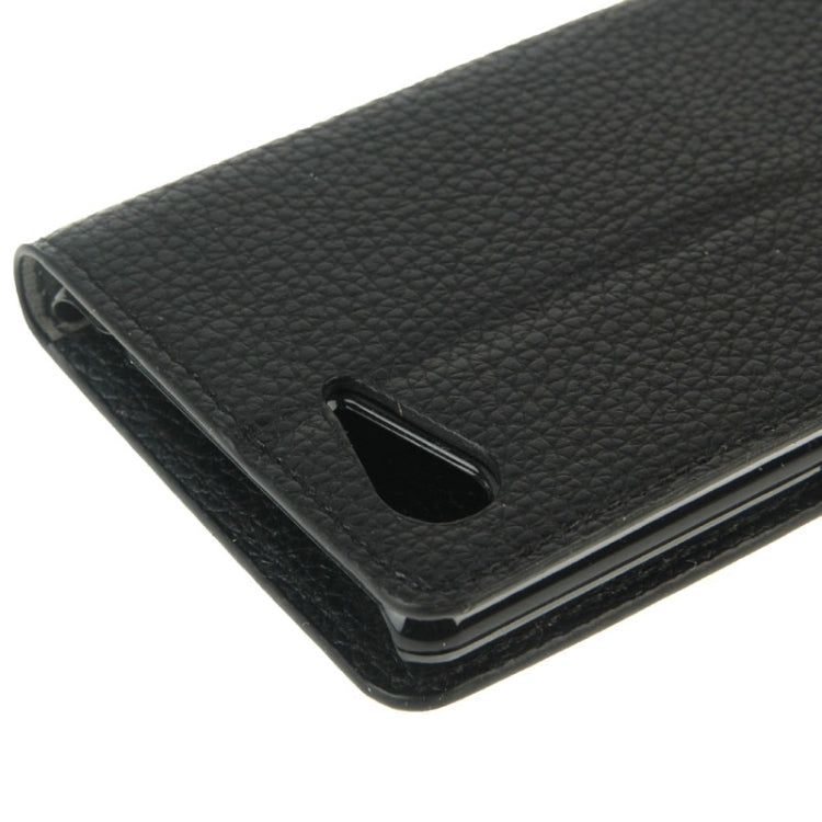 Litchi Texture Leather Case with Holder & Card Slots & Wallet for Sony Xperia E3(Black)