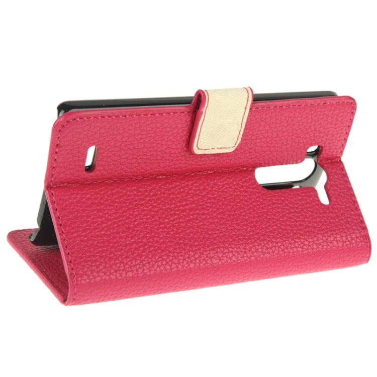 Litchi Texture Leather Case with Holder & Card Slots & Wallet for LG G3 Mini(Magenta)