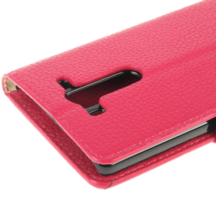 Litchi Texture Leather Case with Holder & Card Slots & Wallet for LG G3 Mini(Magenta)