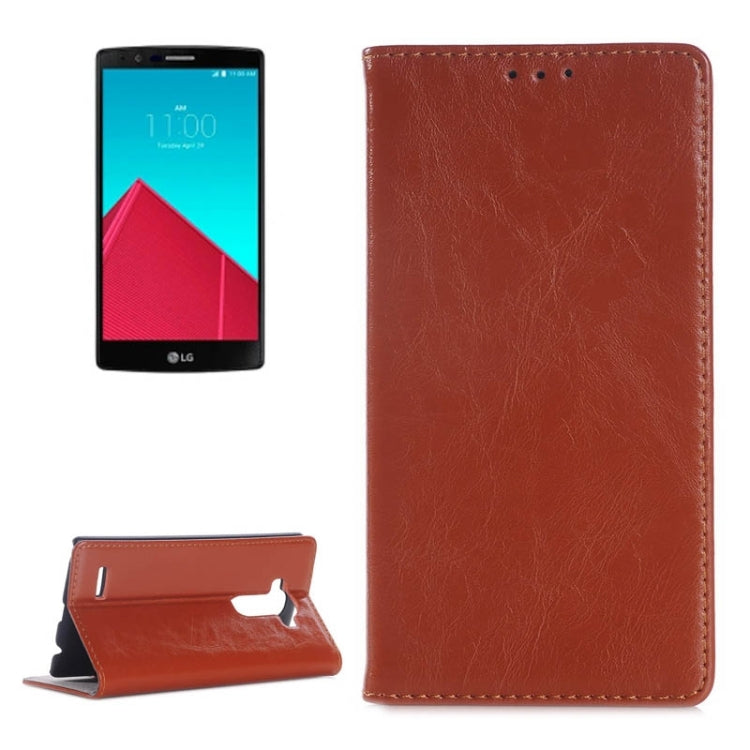 Crazy Horse Texture Horizontal Flip Genuine Leather Case with Card Slots & Holder for LG G4