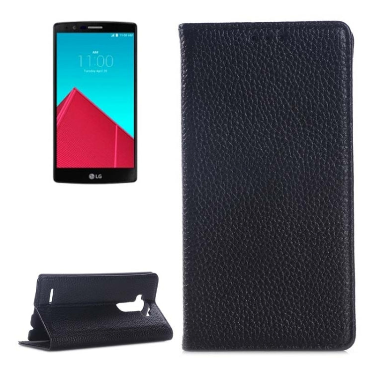 Litchi Texture Horizontal Flip Genuine Leather Case with Card Slots & Holder for LG G4